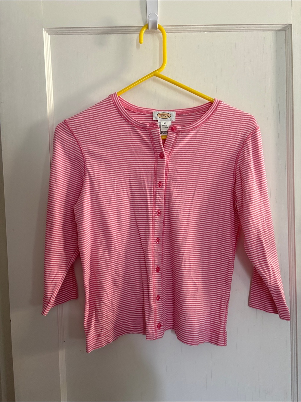 Talbots pink and white cardigan